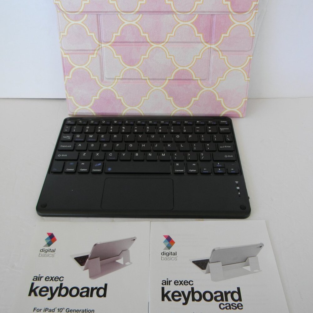 NEW AIR EXEC KEYBOARD & CASE (PINK/GOLD TILE PRINT) FOR IPAD 10"GENERATION